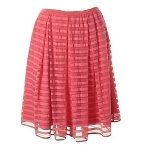 Anthropologie Maeve Coral Skirt Striped Mesh Midi Style Wedding guest